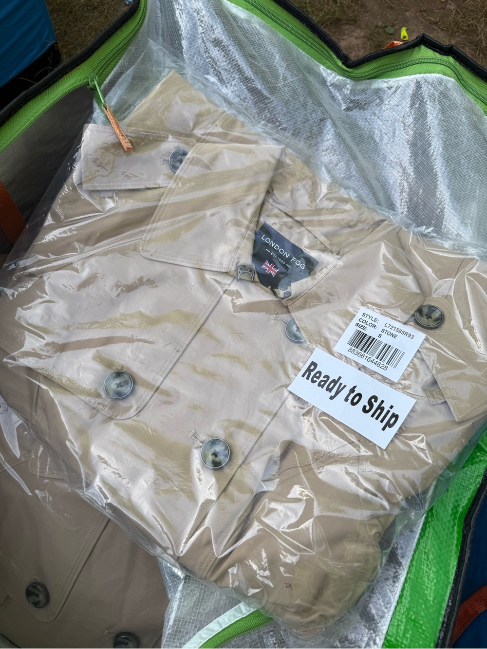 London Fog Beige Trench Coat – Classic Double-Breasted Style size small